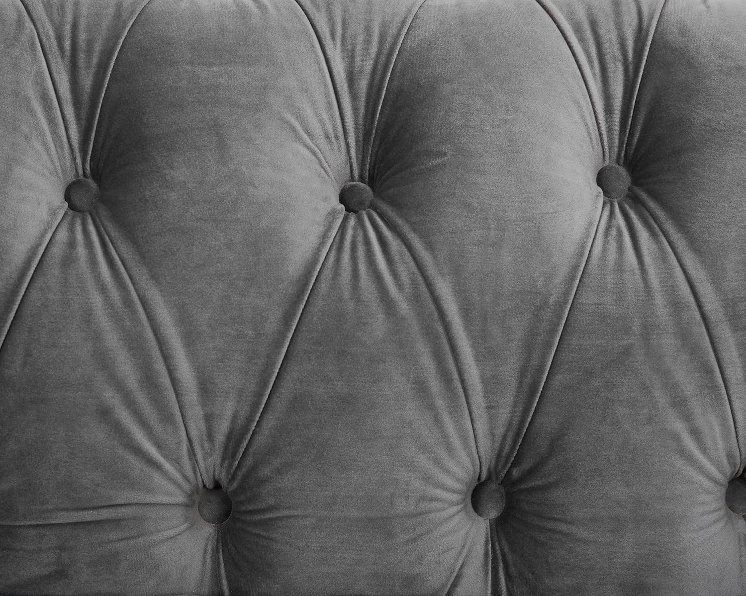 Home Detail Chesterfield Sofa Velvet Upholstered Couch in 2 Seater or 3 Seater Fabric Sofa in Grey, Blue, Black, Green, Gold (3 Seater, Grey)